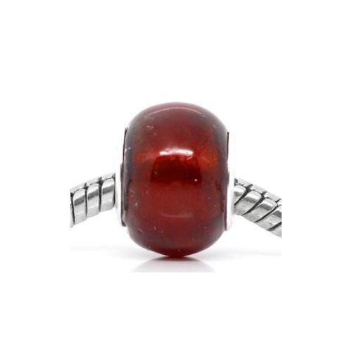 Large Hole Glass Beads, Translucent, Dark Red, Rondelle, 14x10mm - BEADED CREATIONS
