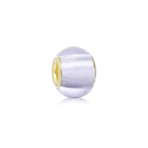 Large Hole Glass Beads, Transparent, Lilac, Rondelle, Golden Core, 14x11mm - BEADED CREATIONS
