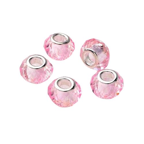 Large Hole Glass Beads, Faceted, Pink, 14mm - BEADED CREATIONS