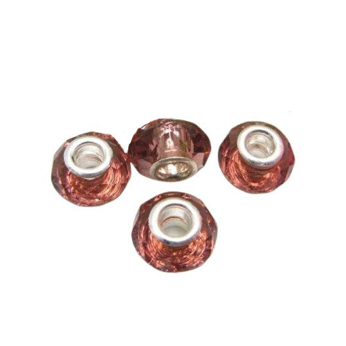 Large Hole Glass Beads, Faceted, Rose Taupe, 14mm - BEADED CREATIONS