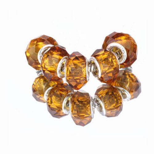 Large Hole Glass Beads, Faceted, Sienna, 14mm - BEADED CREATIONS