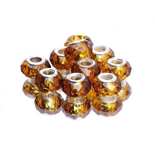 Large Hole Glass Beads, Faceted, Sienna, 14mm - BEADED CREATIONS