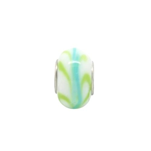Large Hole Glass Beads, Opaque, White, Green, Blue, 14mm - BEADED CREATIONS