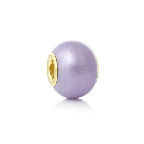 Large Hole Glass Beads, Pearlized, Lilac, 14mm - BEADED CREATIONS