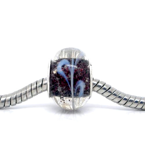 Large Hole Glass Beads, Transparent, Chinese Violet, White, 14mm - BEADED CREATIONS