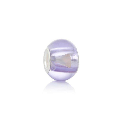 Large Hole Glass Beads, Transparent, Lilac, 14mm - BEADED CREATIONS