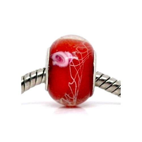 Large Hole Glass Beads, Transparent, Red, White, Pink, 14mm - BEADED CREATIONS