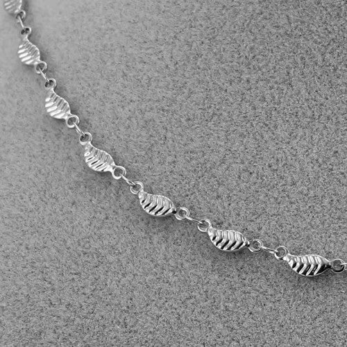 Leaf Link Chain Necklace, Stainless Steel, Silver, 45cm - BEADED CREATIONS