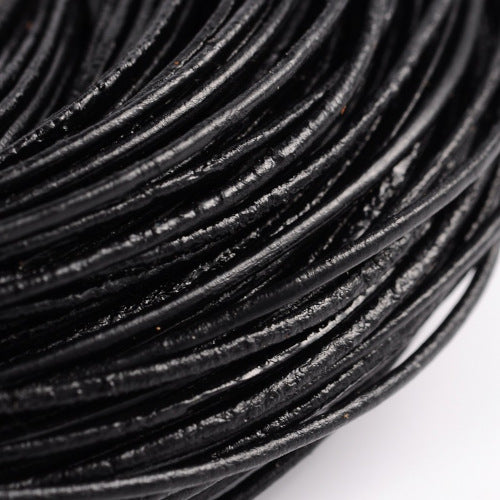 Leather Cord, Natural, Black, Round, 1.5mm - BEADED CREATIONS