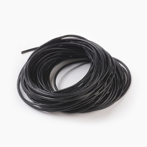 Leather Cord, Natural, Black, Round, 2mm - BEADED CREATIONS