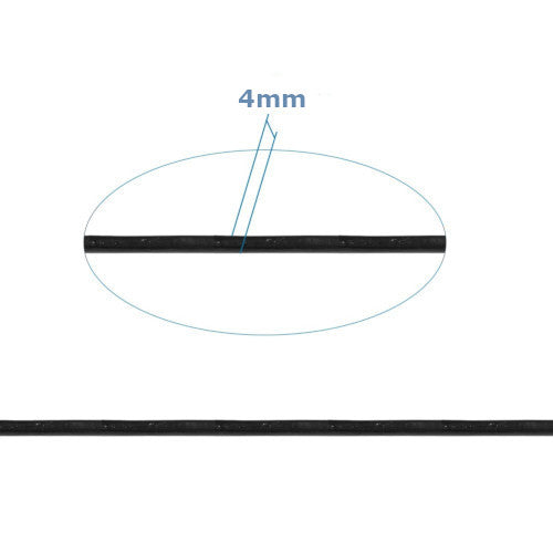 Leather Cord, Natural, Black, Round, 4mm - BEADED CREATIONS