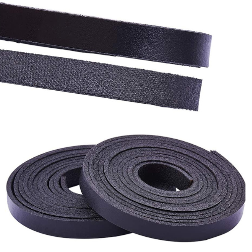 Leather Cord, Natural, Flat, Black, 10x2.5mm - BEADED CREATIONS