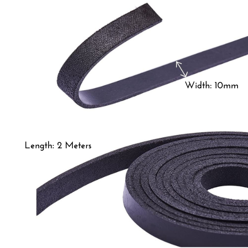 Leather Cord, Natural, Flat, Black, 10x2.5mm - BEADED CREATIONS