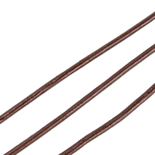 Leather Cord, Natural, Round, Saddle Brown, 3mm - BEADED CREATIONS
