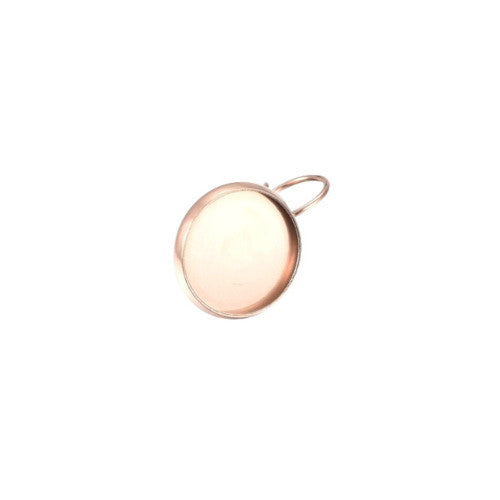 Leverback Earring Findings, 304 Stainless Steel, Round, Cabochon Bezel Setting, Rose Gold, Fits 12mm - BEADED CREATIONS