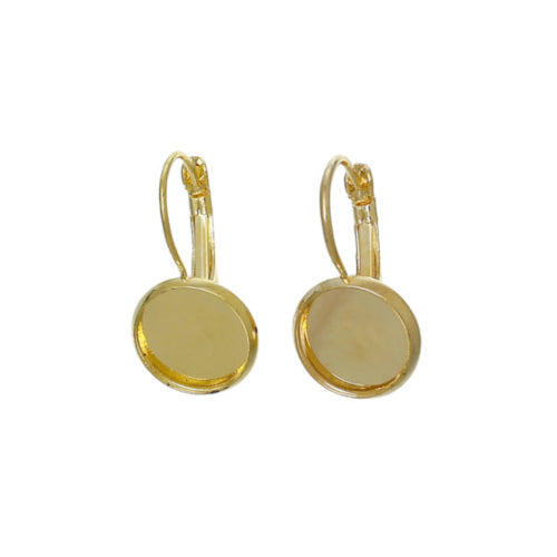 Leverback Earrings, Brass, Glue-In, Round, Gold Plated, 18mm - BEADED CREATIONS