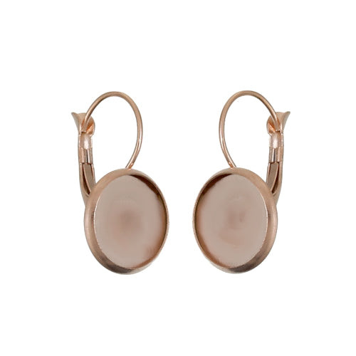 Leverback Earrings, Stainless Steel, Glue-In, Round, (IP), Rose Gold, 12mm - BEADED CREATIONS