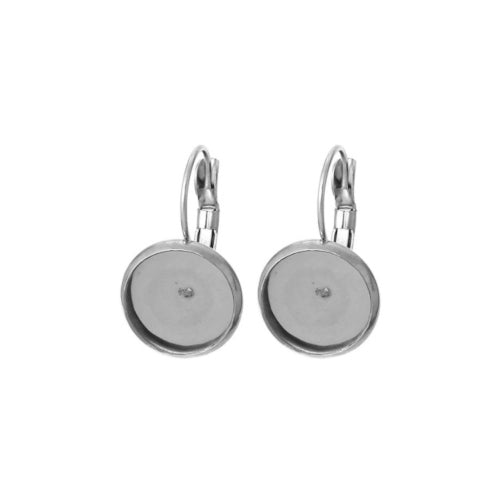 Leverback Earrings, Stainless Steel, Glue-In, Round, Silver, 10mm - BEADED CREATIONS