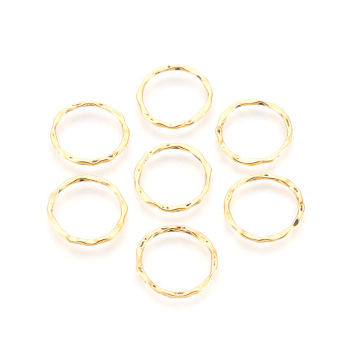 Linking Rings, Alloy, Round, Hammered, Antique Gold, 22mm - BEADED CREATIONS