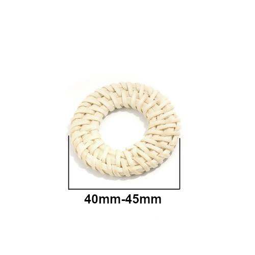 Linking Rings, Round, Rattan, Woven, Cream, 40mm-45mm - BEADED CREATIONS