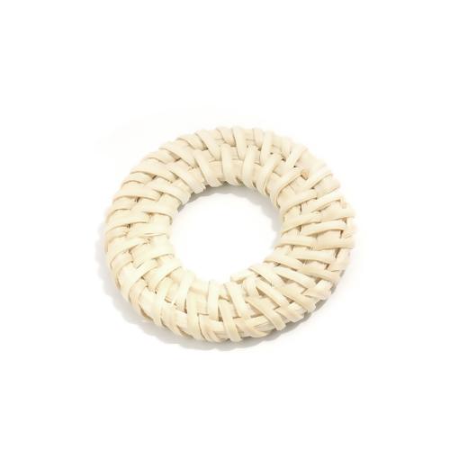 Linking Rings, Round, Rattan, Woven, Cream, 40mm-45mm - BEADED CREATIONS