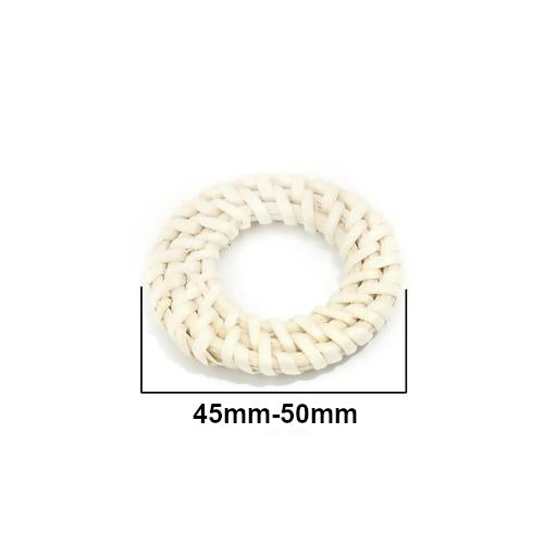 Linking Rings, Round, Rattan, Woven, Cream, 45mm-50mm - BEADED CREATIONS