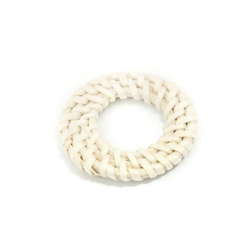 Linking Rings, Round, Rattan, Woven, Cream, 45mm-50mm - BEADED CREATIONS