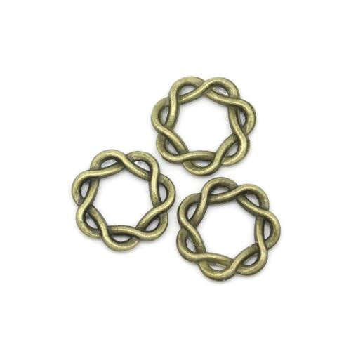 Linking Rings, Round, Twisted, Antique Bronze, Alloy, 15mm - BEADED CREATIONS