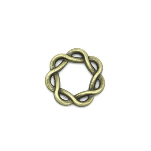 Linking Rings, Round, Twisted, Antique Bronze, Alloy, 15mm - BEADED CREATIONS