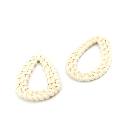 Linking Rings, Teardrop, Rattan, Woven, Cream, 47-52mm - BEADED CREATIONS