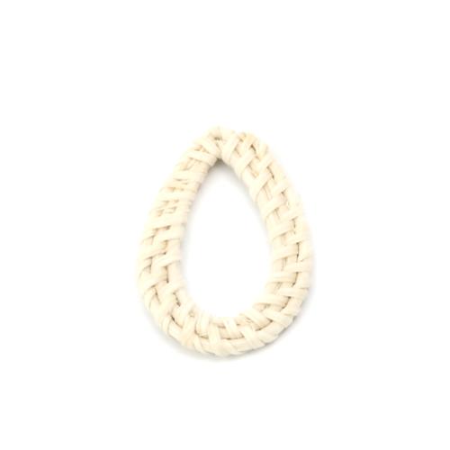 Linking Rings, Teardrop, Rattan, Woven, Cream, 47-52mm - BEADED CREATIONS