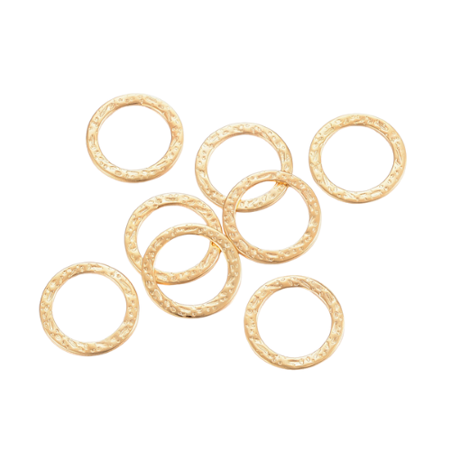 Linking Rings, Stainless Steel, Round, Hammered, Gold, 15mm - BEADED CREATIONS