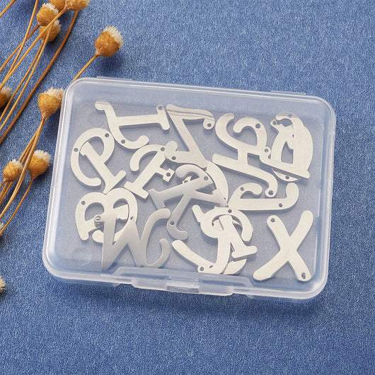 Links, Alphabet, A-Z, Capital Letters, Stainless Steel, Silver, 15-20mm - BEADED CREATIONS