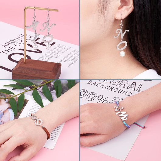 Links, Alphabet, A-Z, Capital Letters, Stainless Steel, Silver, 15-20mm - BEADED CREATIONS