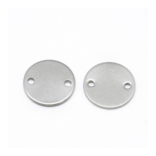 Links, Blank Tags, Round, Stainless Steel, Silver, 12mm - BEADED CREATIONS