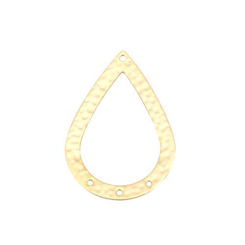 Links, Chandelier, Hammered, Teardrop, 18K Gold Plated, Brass, 40mm - BEADED CREATIONS