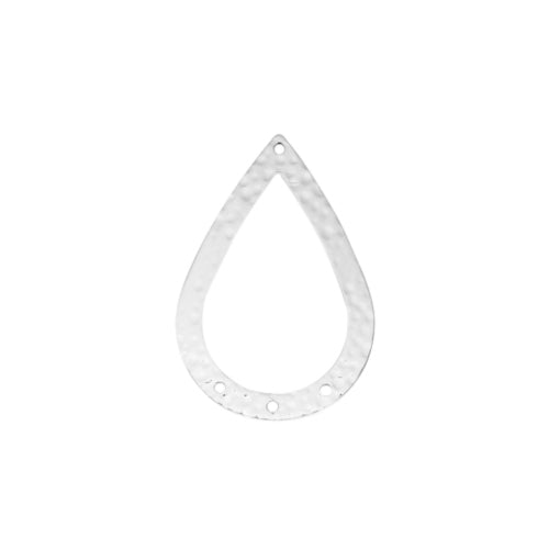 Links, Chandelier, Hammered, Teardrop, 18K Platinum Plated, Brass, 40mm - BEADED CREATIONS