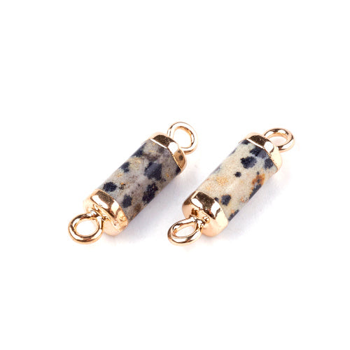 Links, Dalmatian Jasper, Faceted, Column, 20-21mm - BEADED CREATIONS