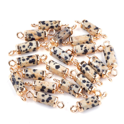 Links, Dalmatian Jasper, Faceted, Column, 20-21mm - BEADED CREATIONS