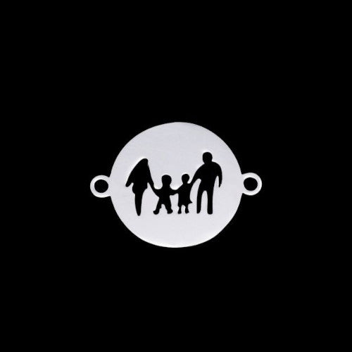 Links, Family, Laser-Cut, Round, Stainless Steel, Silver, 19mm - BEADED CREATIONS