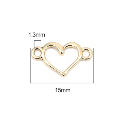 Links, Heart, Cut-Out, Gold Plated, Alloy, 15mm - BEADED CREATIONS