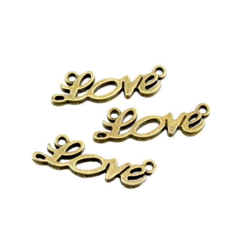 Links, Love, Affirmation, Antique Bronze, Alloy, 33mm - BEADED CREATIONS