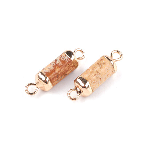 Links, Picture Jasper, Faceted, Column, 20-21mm - BEADED CREATIONS