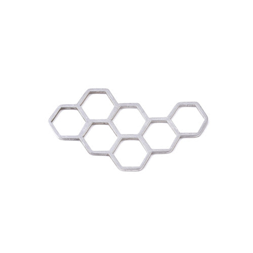 Links, Stainless Steel, Honeycomb, Silver, 20mm - BEADED CREATIONS