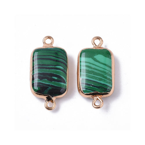 Links, Synthetic Malachite, Rectangle, 26-27mm - BEADED CREATIONS