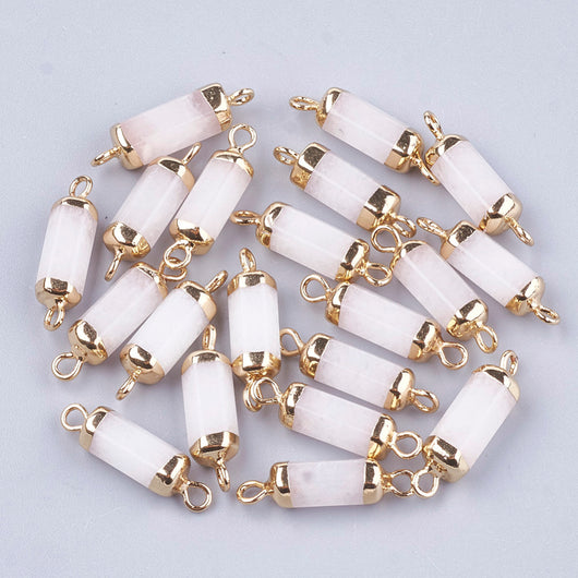 Links, White Jade, Faceted, Column, 20-21mm - BEADED CREATIONS