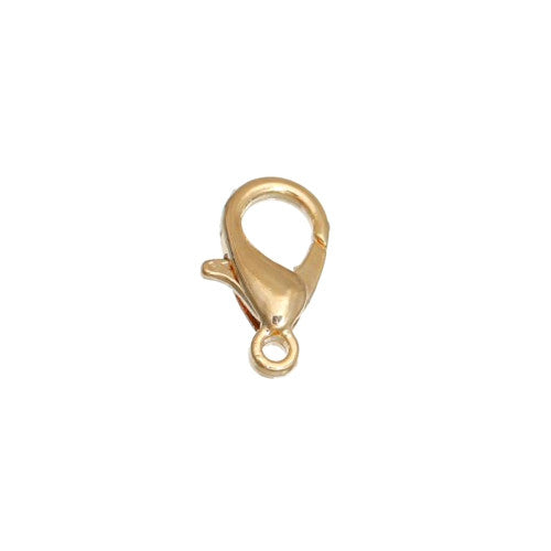 Lobster Claw Clasps, 14K Gold Plated, Alloy, 12x7mm - BEADED CREATIONS