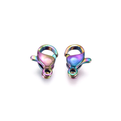 Lobster Claw Clasps, 304 Stainless Steel, Rainbow Plated, 10x7mm - BEADED CREATIONS