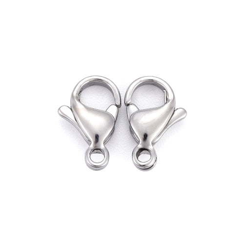 Lobster Claw Clasps, 304 Stainless Steel, Silver Tone, 11x7mm - BEADED CREATIONS