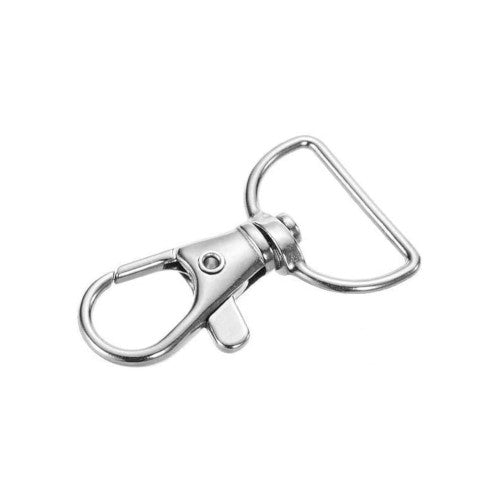 Lobster Claw Clasps, 360° Swivel, D-Ring, Silver Tone, Alloy, 20mm - BEADED CREATIONS